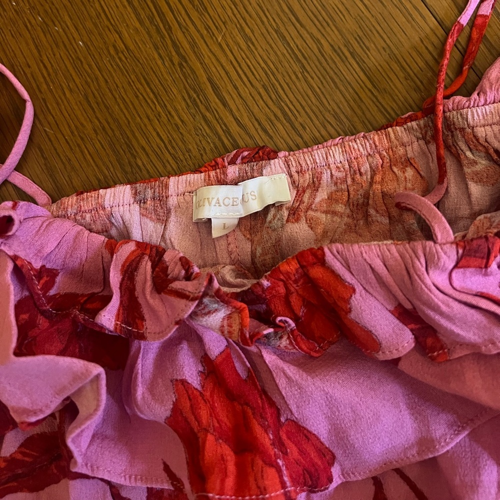 Pink and Red Ruffle Crop Top - Picture 2 of 2